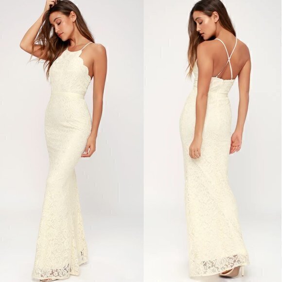 Lulu's Zenith Cream Lace Maxi Dress Size S NWT - Picture 1 of 11